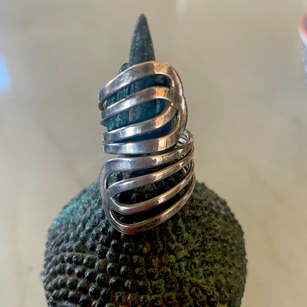 Adjustable Silver Band Ring - image 1